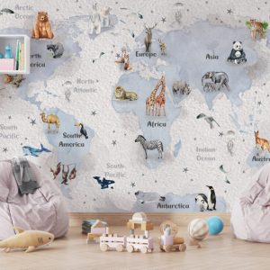 Compass Pattern Children's Map 3D Wallpaper