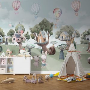 Cute Animals' Forest Homes Wallpaper