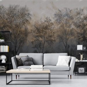 Forest Tree Patterned 3D Wallpaper