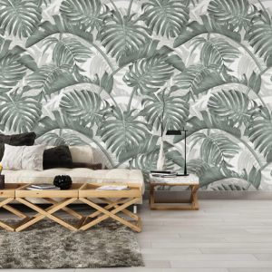 Leaf Patterned 3D Wallpaper