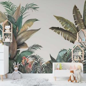 Large Leaf Tropical Patterned Children's 3D Wallpaper