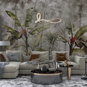3D Long Leaf Plant Pattern Tropical Wallpaper