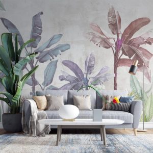 3D Multi-Coloured Plant Pattern Tropical Wallpaper