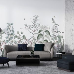 Various Green Plant and Flower Pattern 3D Wallpaper