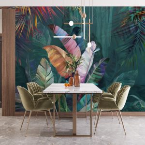 3D Wide-Leafed Multi-Plant Tropical Wallpaper
