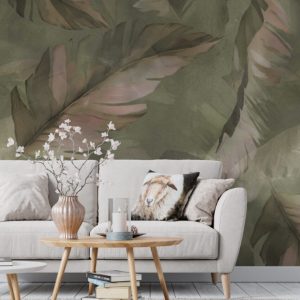 Large Leaf Patterned 3D Wallpaper