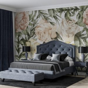 Pink and Yellow Rose Patterned 3D Wallpaper
