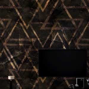 Bronze-Coloured Geometric Pattern Wallpaper