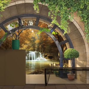 Waterfall View from Tunnel Wallpaper