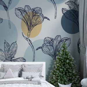 Lotus Flowers in Blue Tones Wallpaper