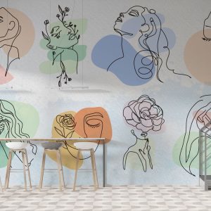 Linear Female Figures Wallpaper