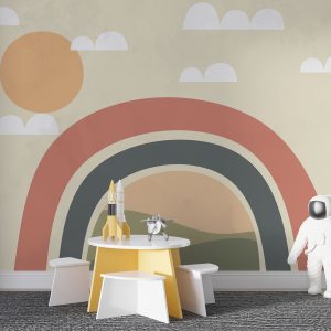 Sun and Rainbow Landscape Wallpaper