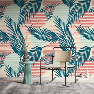 Dark Color Flamingo Figure Tropical Wallpaper