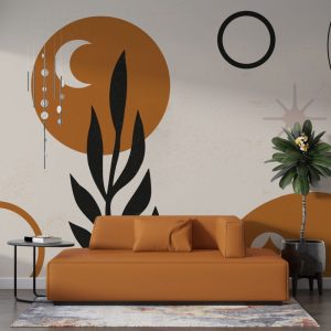 Large Tropical Leaves Color Transition Wallpaper