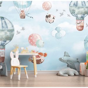 Balloons and Airplanes in the Sky-themed 3D Wallpaper