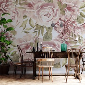 Large Soft Pink Rose Leaf 3D Wallpaper