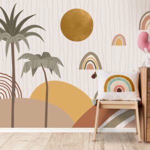 Palm Landscape Wallpaper in Bohemian Colors