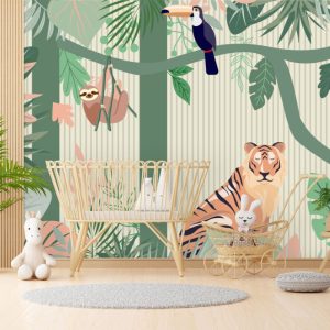 Safari Animals Tropical Wallpaper
