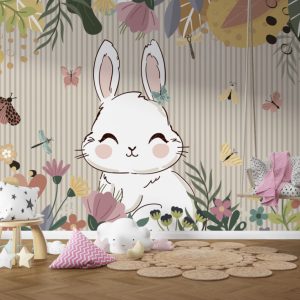 Cute Rabbit and Butterfly Wallpaper