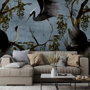 Trees and Birds Special Design Wallpaper