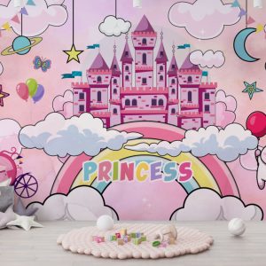 Princess Castle Unicorn Kids Wallpaper