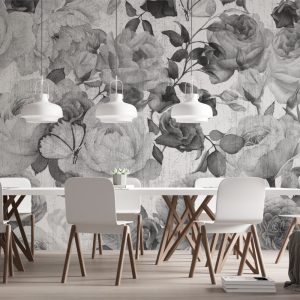 Black and White Textured Roses Wallpaper