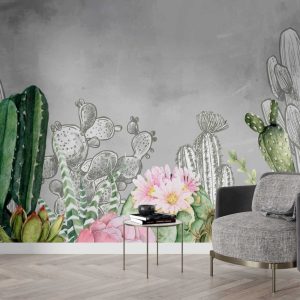 Tropical Leaves and Flowers Wallpaper