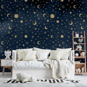 Dark Color Stars and Moons Wallpaper