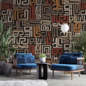 Labyrinth Ethnic Pattern Wallpaper