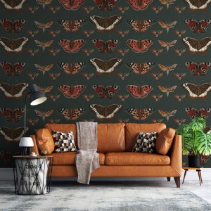 Butterflies on Black Background 3D Wallpaper