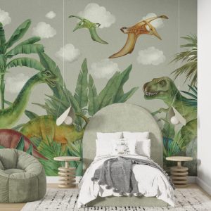 Dinosaurs and Tropical Forest Wallpaper