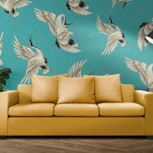 Blue Background Flying Birds 3D Wallpaper