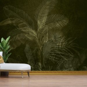 Tropical Leaves in Yellow Tones Wallpaper