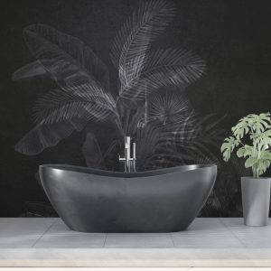 Black and White Tropical Leaves Wallpaper