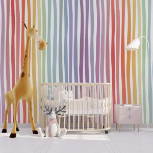 Striped Rainbow Kids Pattern Wallpaper