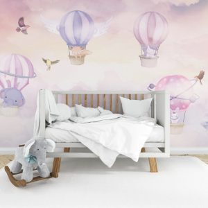 Soft Pink Shades of Flying Balloons 3D Wallpaper