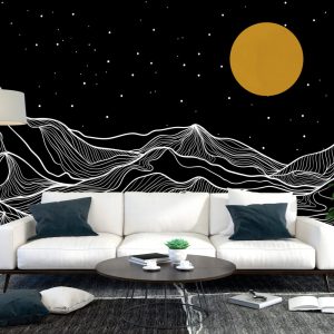 Black and White Mountains and Sky 3D Wallpaper