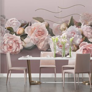 Soft Roses and Leaves 3D Wallpaper