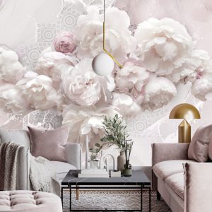 Soft Marble Patterned Roses 3D Wallpaper