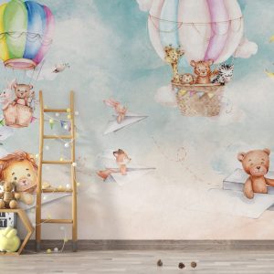 Paper Planes and Cute Animals Wallpaper