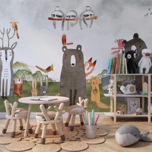 Watercolor Style Cute Animals Wallpaper