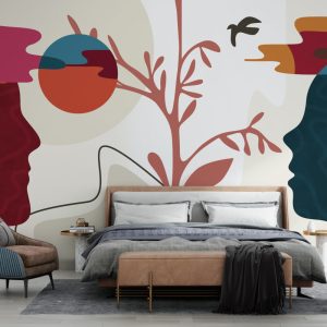 Human Face Figure Design in Vibrant Colors Wallpaper