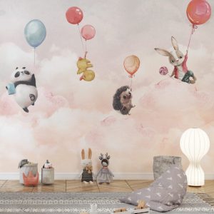 Cute Animals Holding Balloons Wallpaper