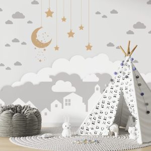 Houses and Sky for Children Wallpaper