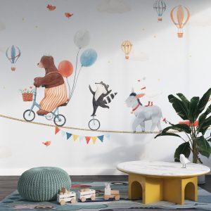 Circus Animals on a Rope Wallpaper