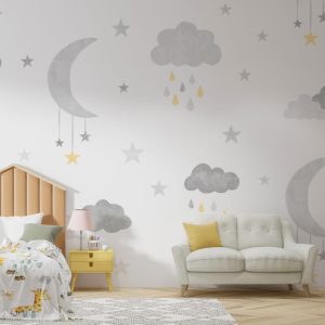 Moon Grandfather and Rain Clouds Wallpaper