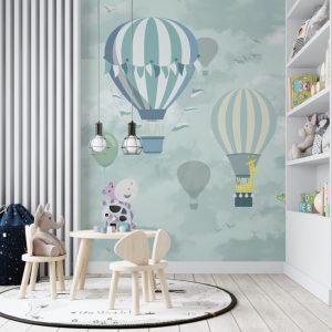 Balloons and Clouds Themed 3D Wallpaper