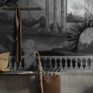 Gray Tones Tropical Wallpaper Overlooking the Ancient City