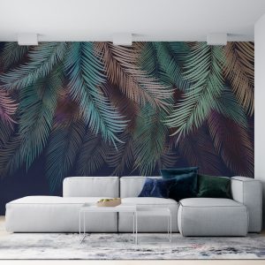 Purple Flowers Hanging from Above 3D Wallpaper
