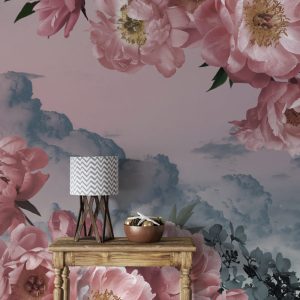 Pink Large Rose Pattern Wallpaper